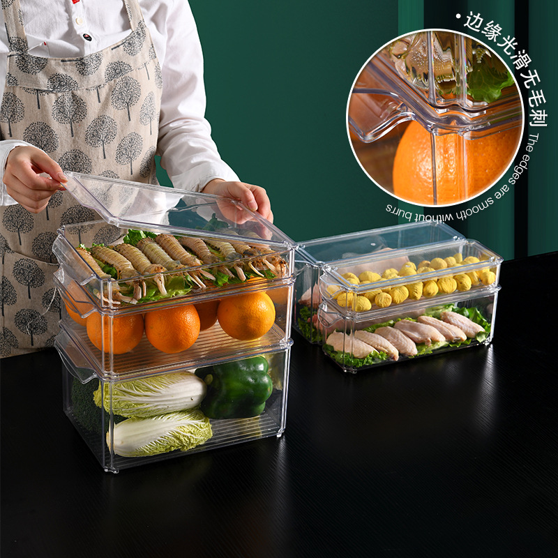 Zhang Gong Cross-Border Pet Crisper Refrigerator Storage Box Food-Grade Transparent Drain Flip-Top Egg Box Dumpling Box