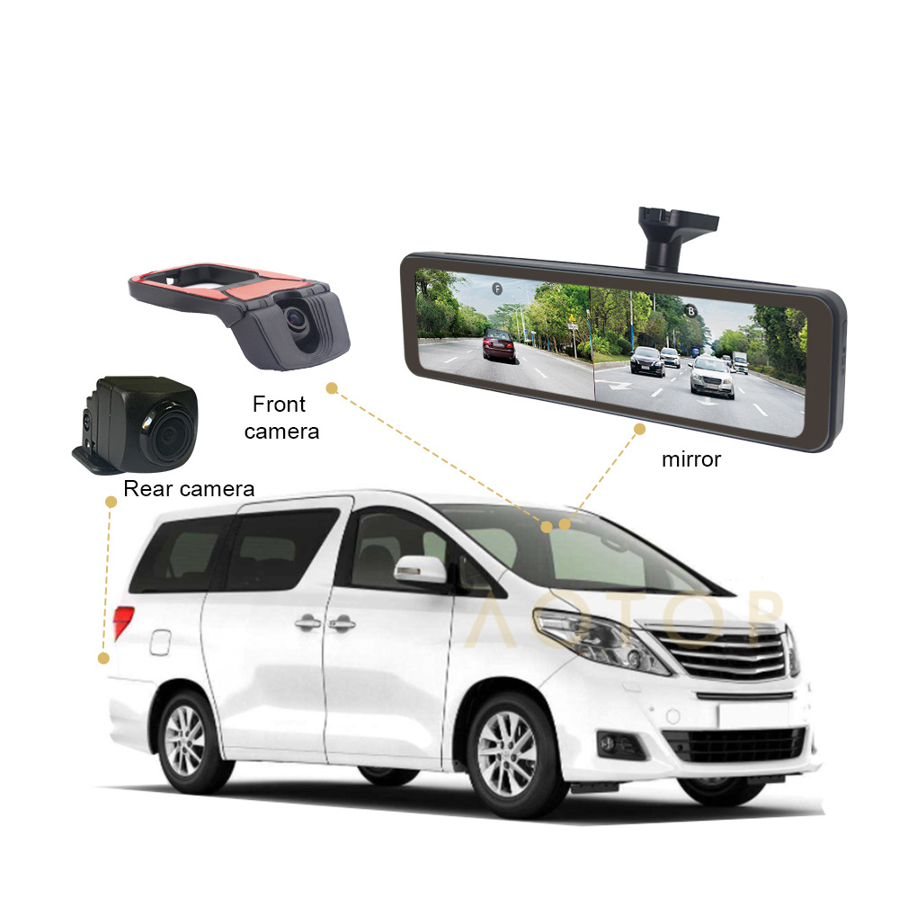 10.88 "smart rearview mirror dual camera system dual split DVR2 and 1 front view ADAS rear view BSD
