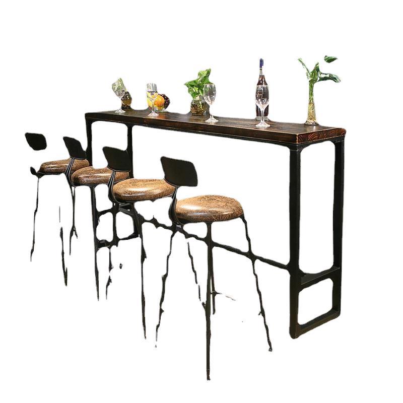 Simple Colorful Solid Wood Wall Bar Table Home High Bar Long Table Coffee Shop Milk Tea Shop Table and Chair Combination