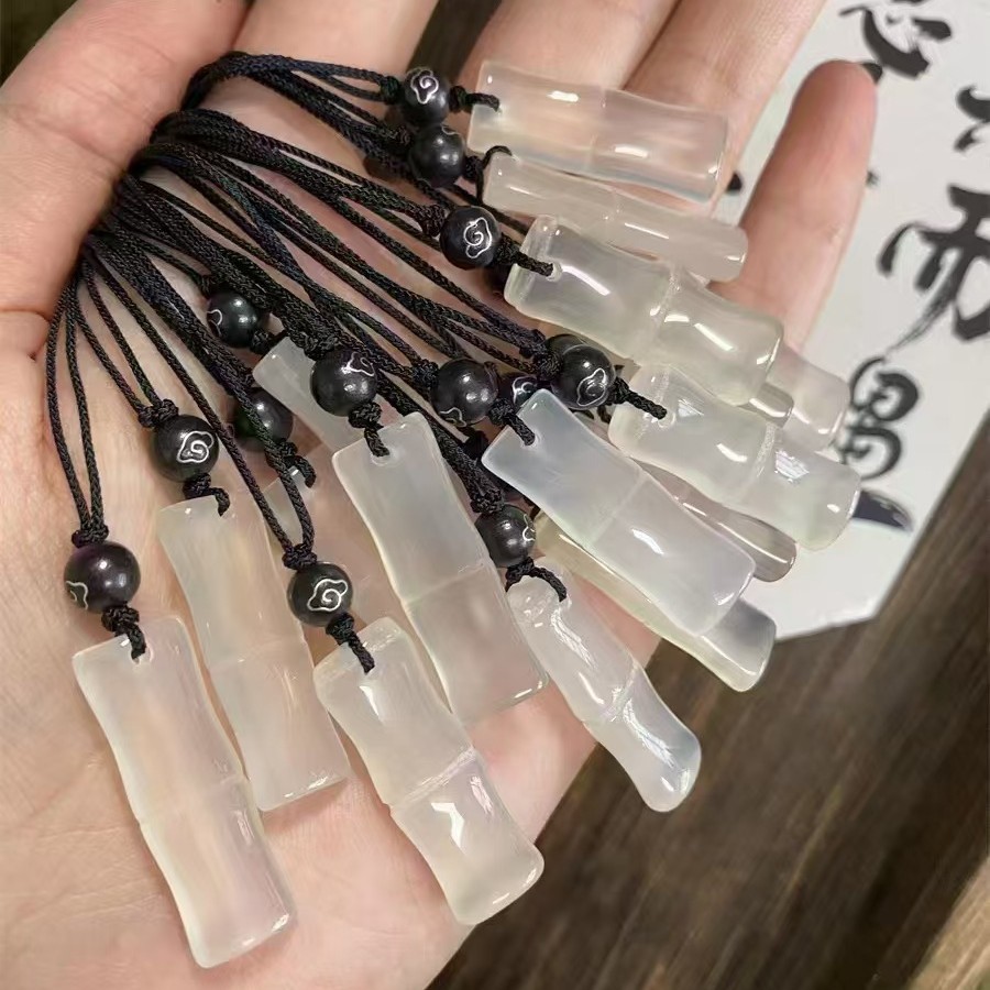 Натуральный ледяной белый халцедон бамбуковый кулон трехмерный ледяной агат кулон оптовая продажа