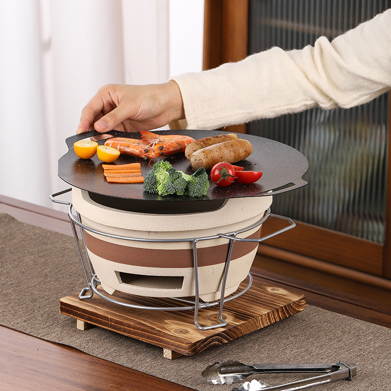 Barbecue Stove Charcoal Outdoor Commercial Mud Stove Baking Pan Teppanyaki Stove Tea Roasting Stove Charcoal Stove Old-Fashioned Edge Stove