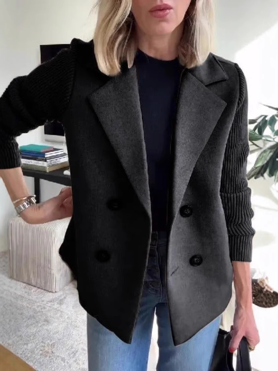 Amazon 2025 Spring New Cross-border European and American Foreign Trade Women's Fashion Elegant Wool Stitching Coat