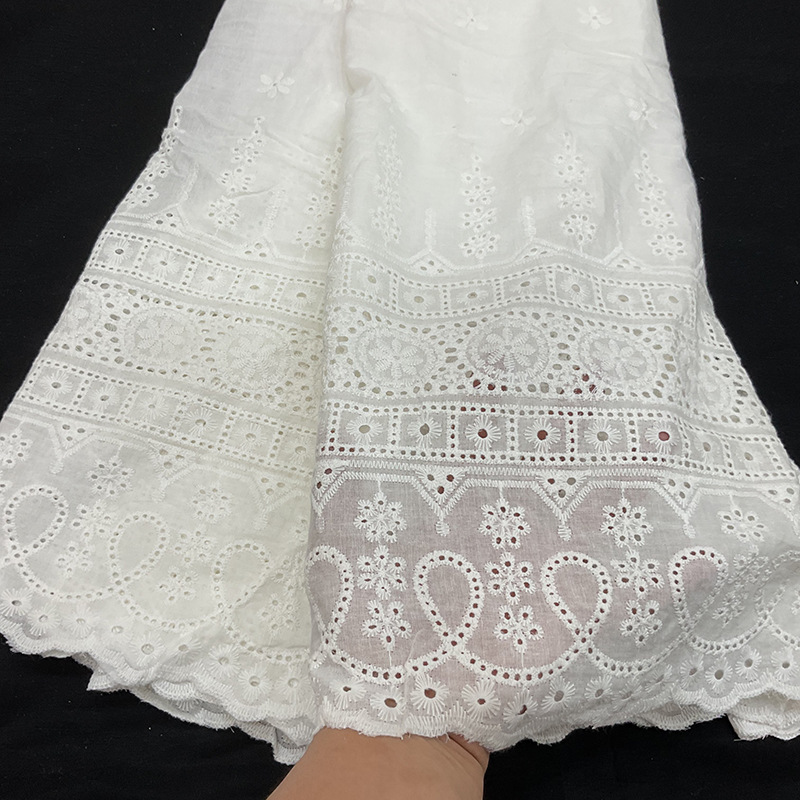 Хлопковая ткань с машинной вышивкой для женских платьев