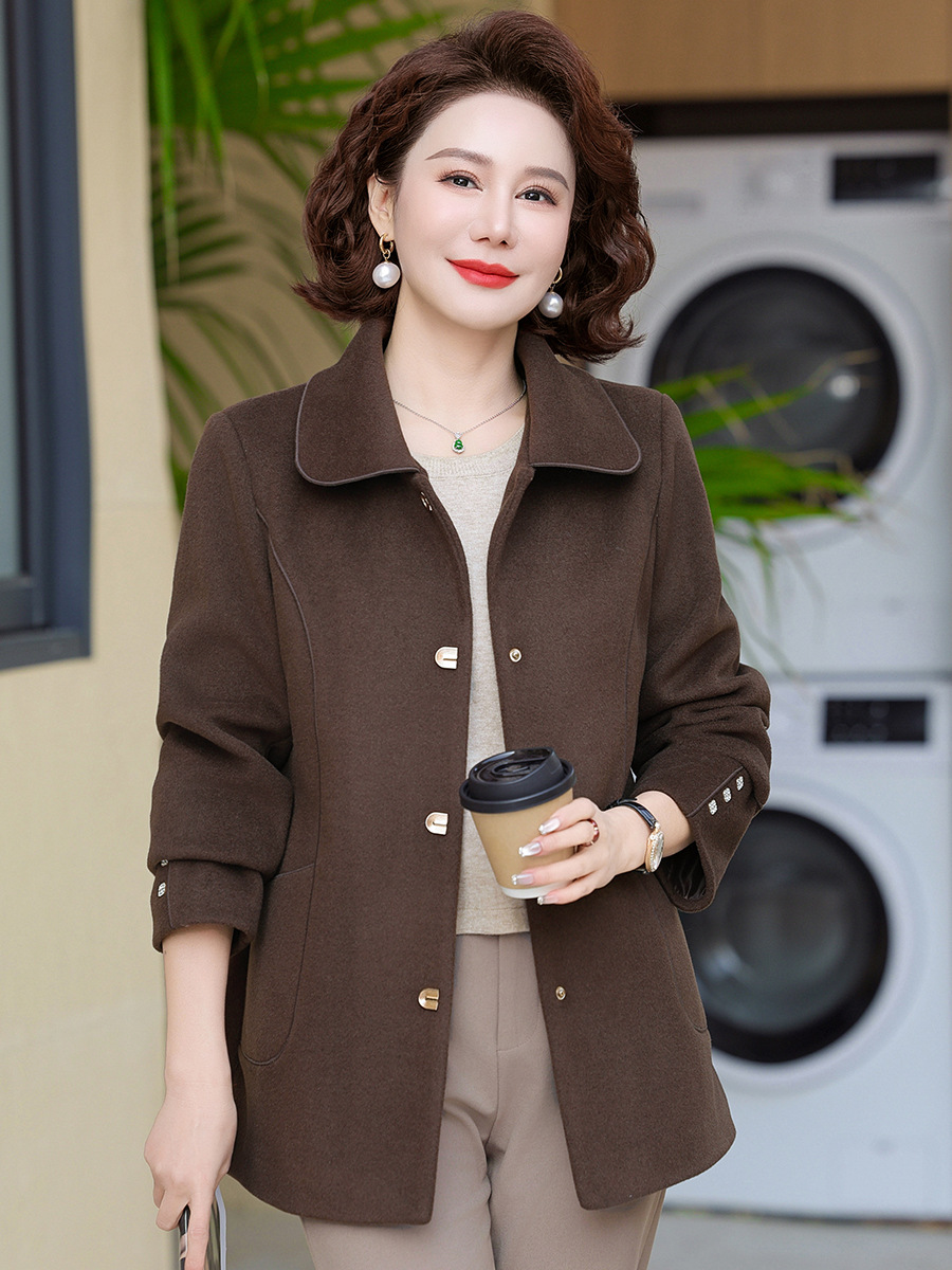 Mother's Spring Woolen Coat Women's New Western Style Women's 50-Year-Old Women's Short Laps Elegant Short Coat