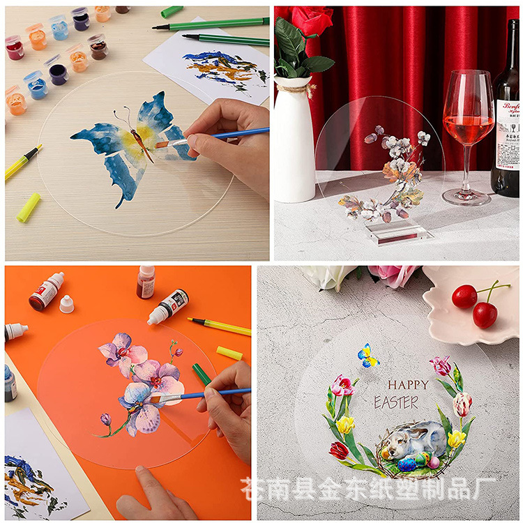 Acrylic Transparent Round Laser Cut Round Plate Non-Hole DIY Manual Non-Punch PMMA Disc with Film