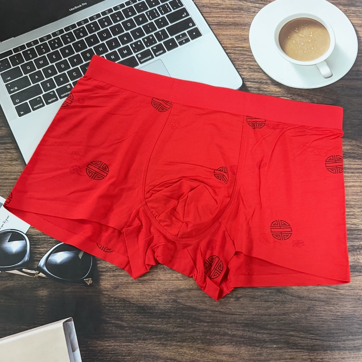 Red Seamless Men's Pants 60 Count Ultra-Fine Lenzing Modal Plant 3A Antibacterial Bottom Men's Boxer Briefs for the Year of Birth