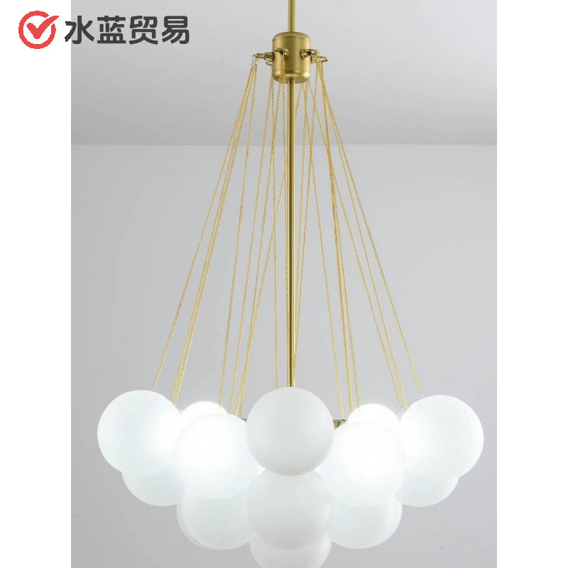 Nordic Cream Style Art Bubble Ball Chandelier Pearl Frosted Glass Lamp Restaurant Lamp Magic Bean Living Room Light Luxury Lamp