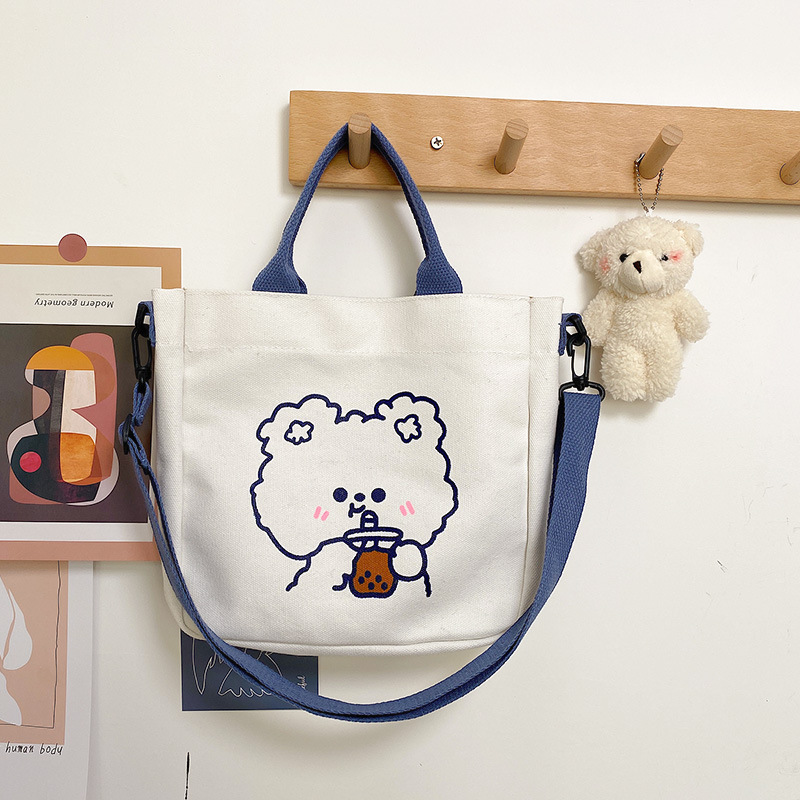 Cute Cartoon Bear Rabbit Ins Girl Student Shopping Bag Storage Fashion Crossbody Small Cloth Bag Large Canvas Bag