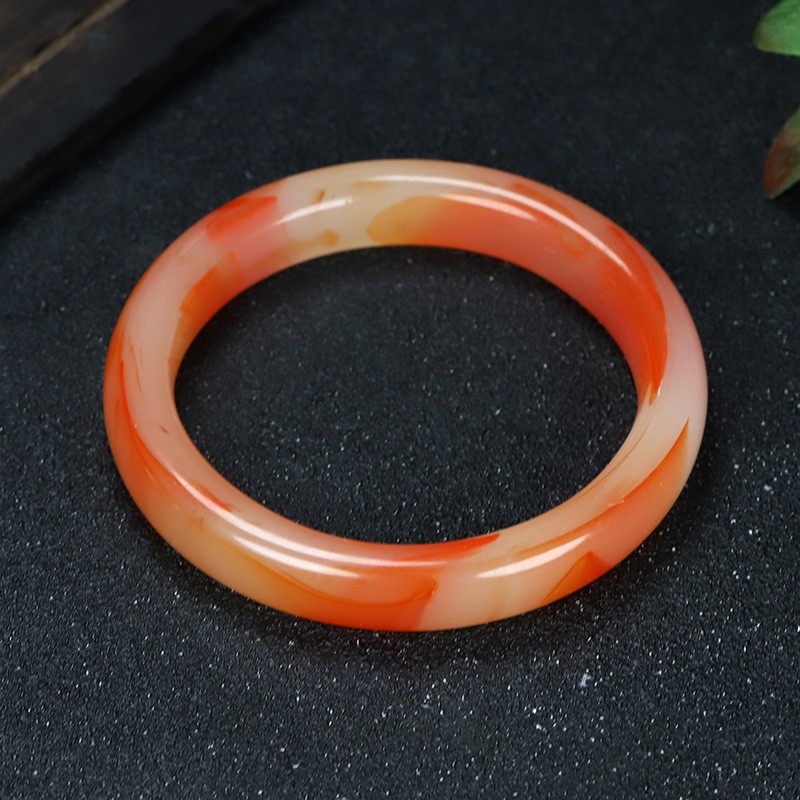 Factory wholesale imitation jade bracelet stall supply large narrow strip imitation Hetian jade various color bracelet gift