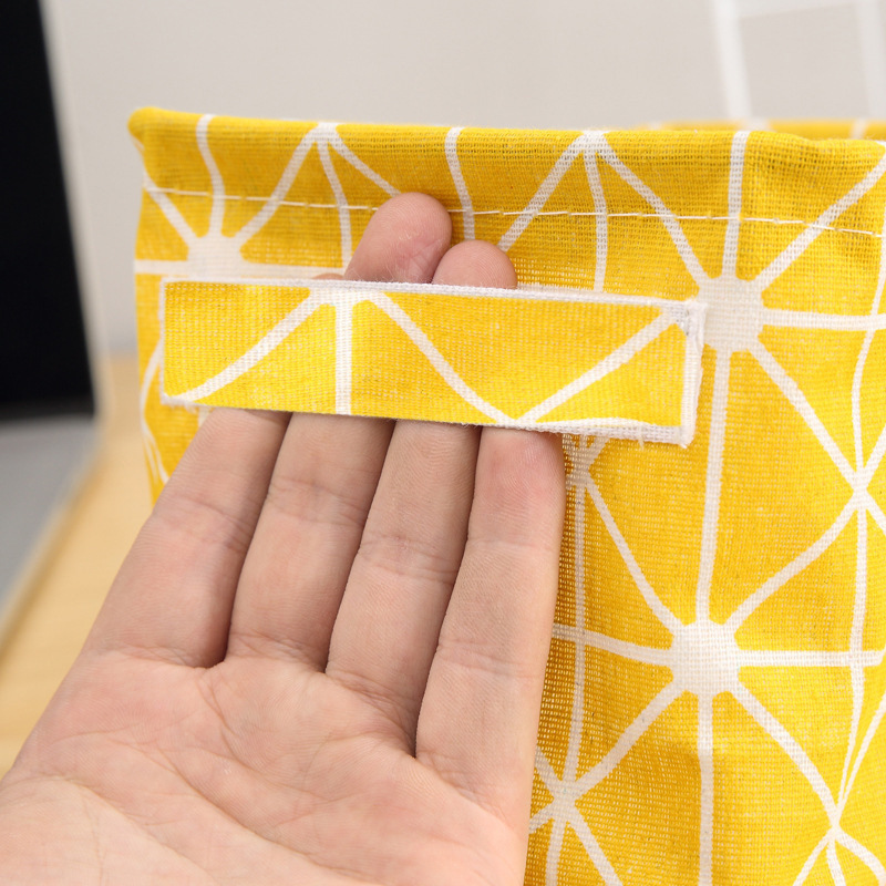 Fabric with Satchel Printed Cotton and Linen Storage Basket Desktop Miscellaneous Storage Box Cabinet Small Clothing Fabric Storage Basket
