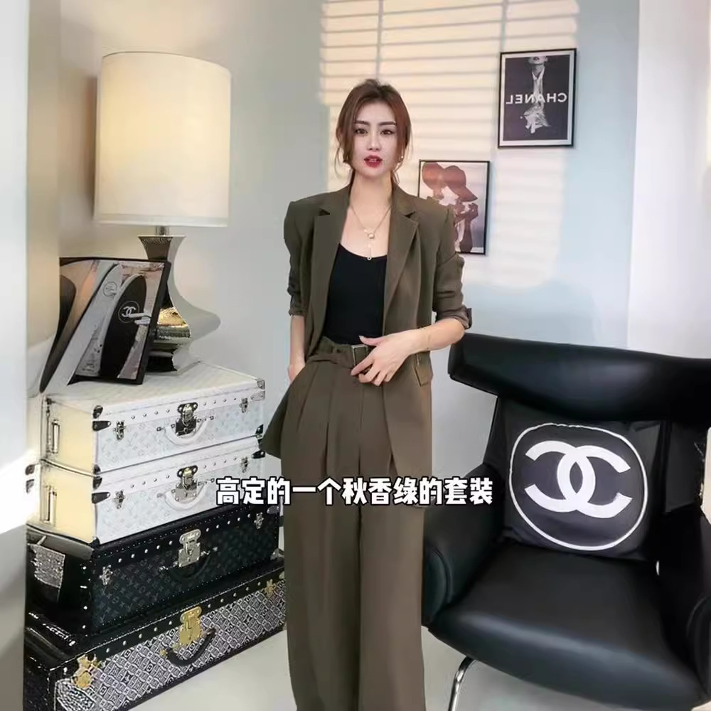 2623 autumn clothing plus size women's wear for workplace suit women's chubby girl tall suit jacket wide leg pants two-piece suit