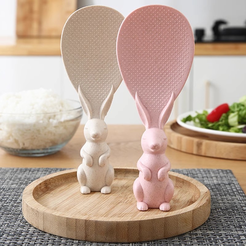 Вертикальная ложка для риса в форме кролика, антипригарная, из пластика