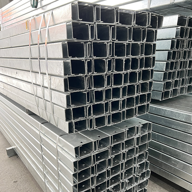 Hot-Dip Galvanized C-Shaped Steel Q235B High Zinc Layer Curtain Wall Photovoltaic Bracket Steel Structure Roof Purlin Spot Processing Zero Cutting