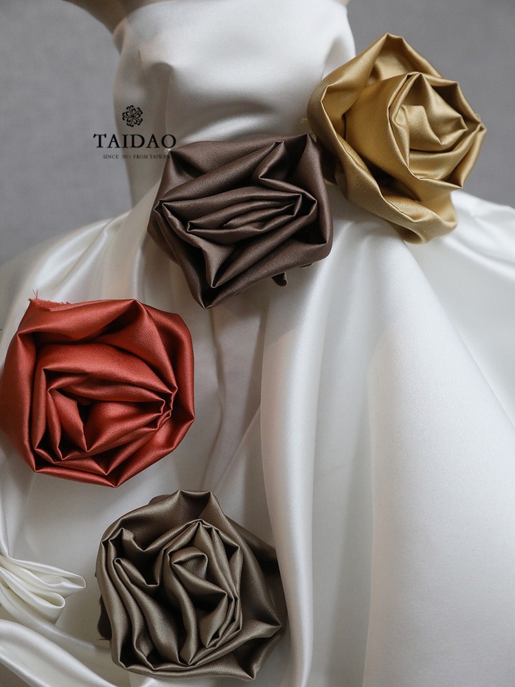 Taiwan Satin Silks and Satins Glossy Wedding Dress Fabric Cheongsam Han Dynasty DIY Brown Clothing Skirt Fabric