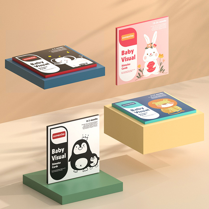 Newborn Baby Early Education Visual Excitation Card 0 to 3 Months Baby Color Follow-up Visual Educational Toys Black and White Card 12