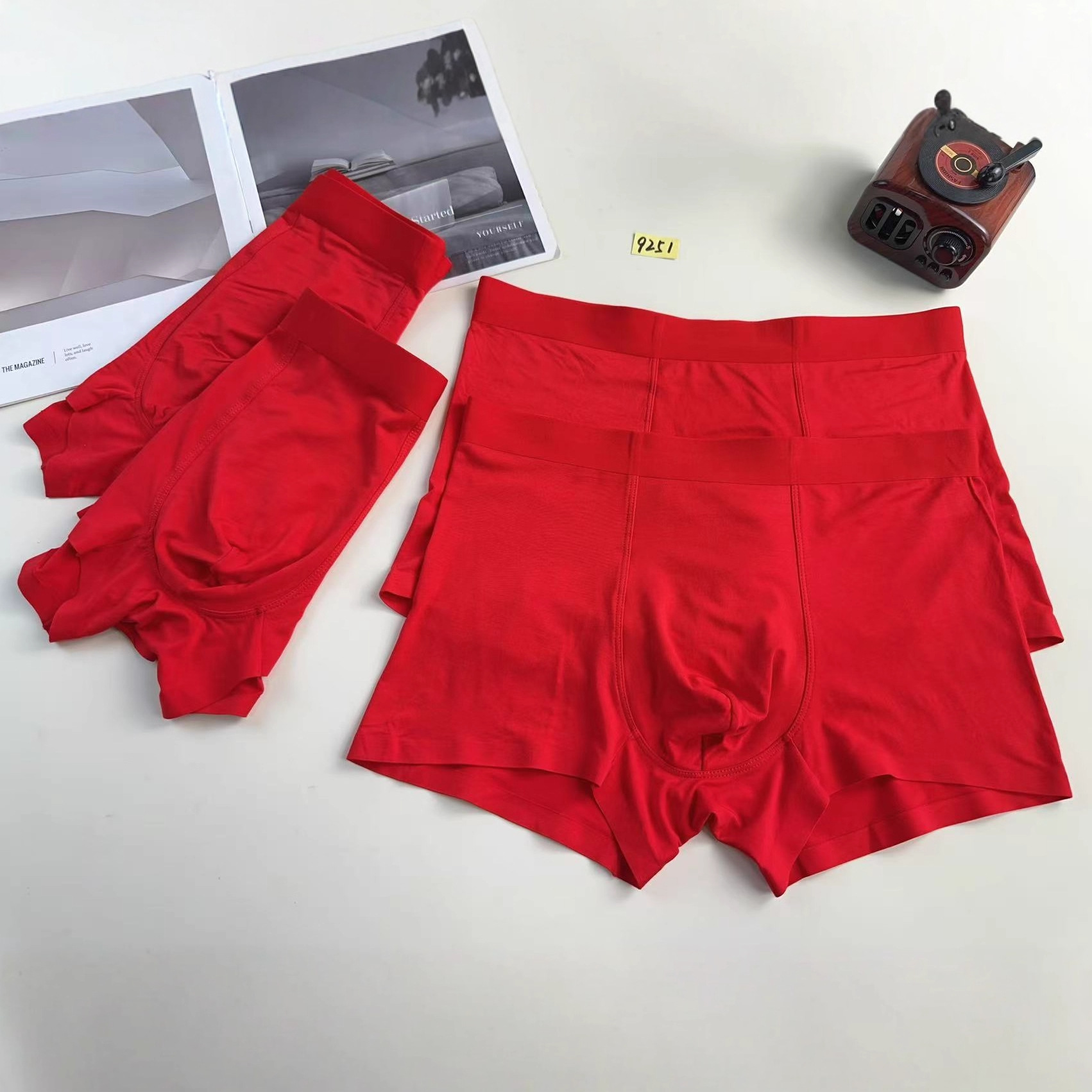 9251 # Free Shipping for the Year of Your Birth Year, Red 60-Count Modal Seamless Men's Boxer Briefs Supply