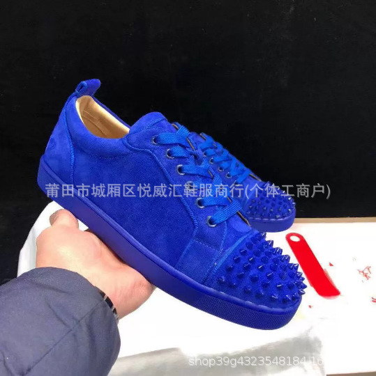 European Style Men's Shoes with Rivets, Red Sole Sneakers, Versatile Trendy Rivet Couple Casual Trendy Brand European Casual Shoes