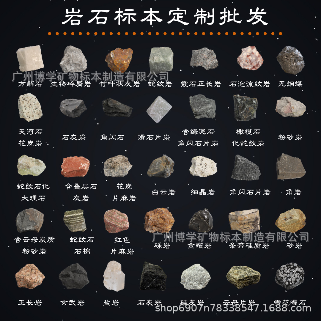Natural Rock Specimens, Igneous Rocks, Sedimentary Rocks, Metamorphic Rocks, Granite, Sandstone, Marble, Popular Science Teaching Specimens
