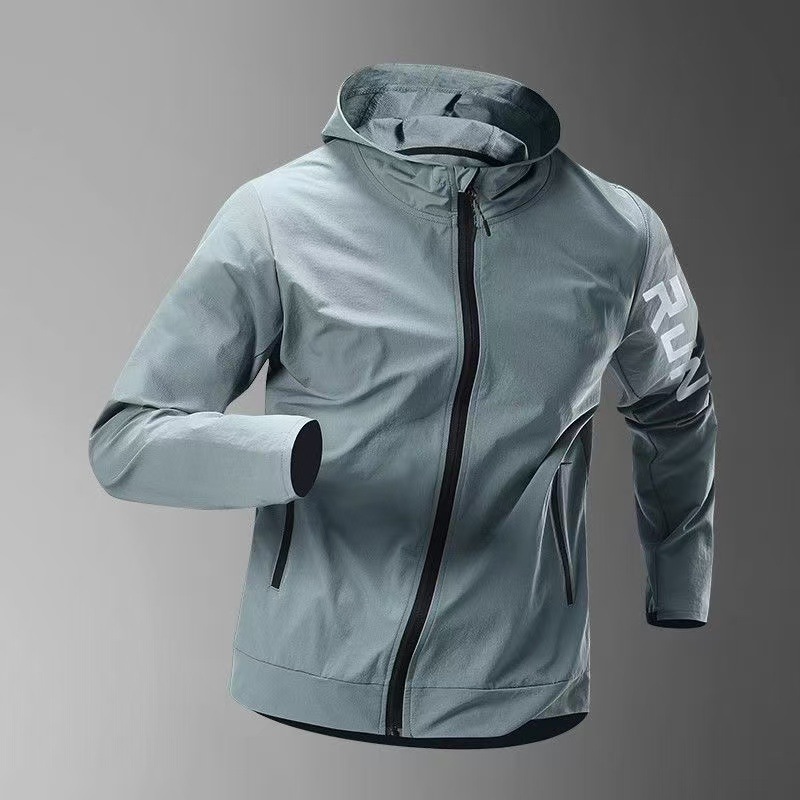 Running coat men's spring windbreaker windproof training spring and autumn sportswear waterproof rainproof quick-drying outdoor hooded riding