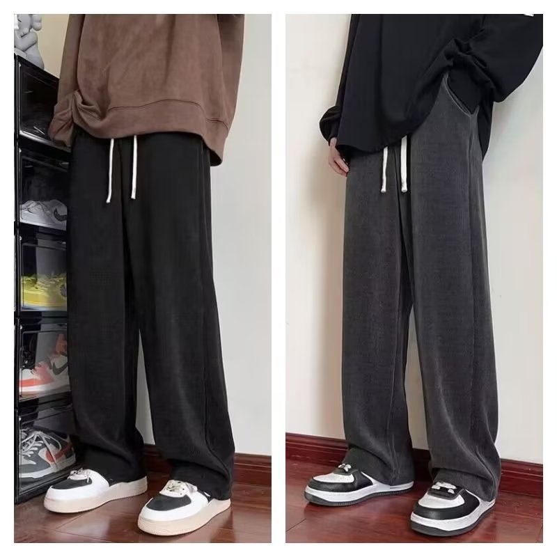 American Corduroy Pants for Men in Spring & Fall Heavy Draped Loose Straight Sweatpants Trendy Brand Wide Leg Men's Pants Casual Pants