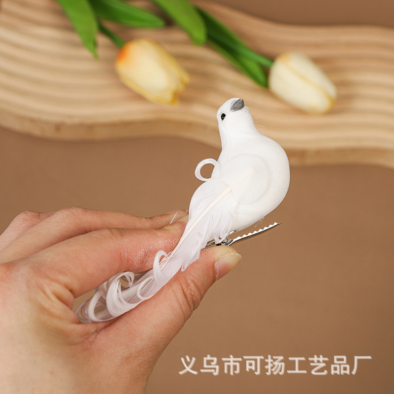 Simulated Feather Bird Gardening Decoration Photography Props Pigeon White Pigeon Christmas Crafts Fake Bird Ornaments