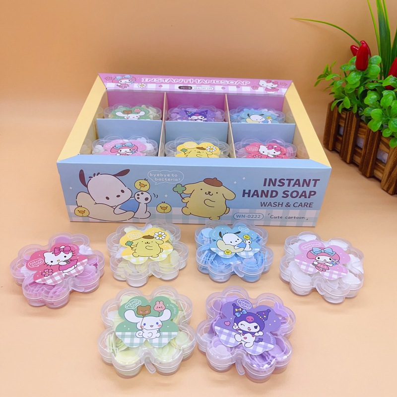 Cute Four-Leaf Clover Shaped Soap Tablets for Kidsren Disposable Hand Washing Tablets Portable Soap Paper Antibacterial Cleaning Tablets Batch