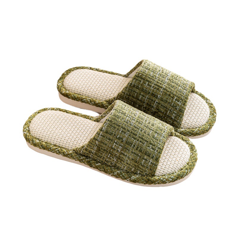 Summer Japanese Style Linen Slippers for Women New Style Small Fragrance Home Slippers Household Four-Season Silent Home Slippers Indoor