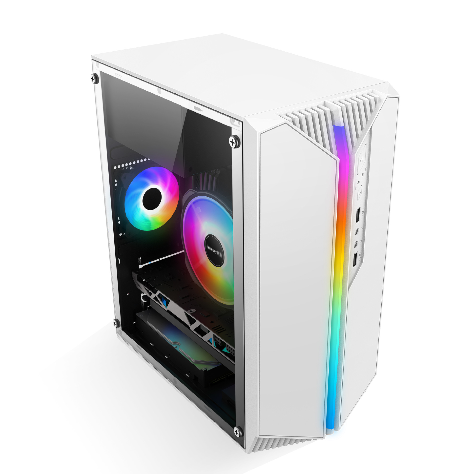 Cross-border Starry Acrylic Side Transparent Small Chassis Desktop RGB Light Strip E-sports Game Computer White Small Chassis