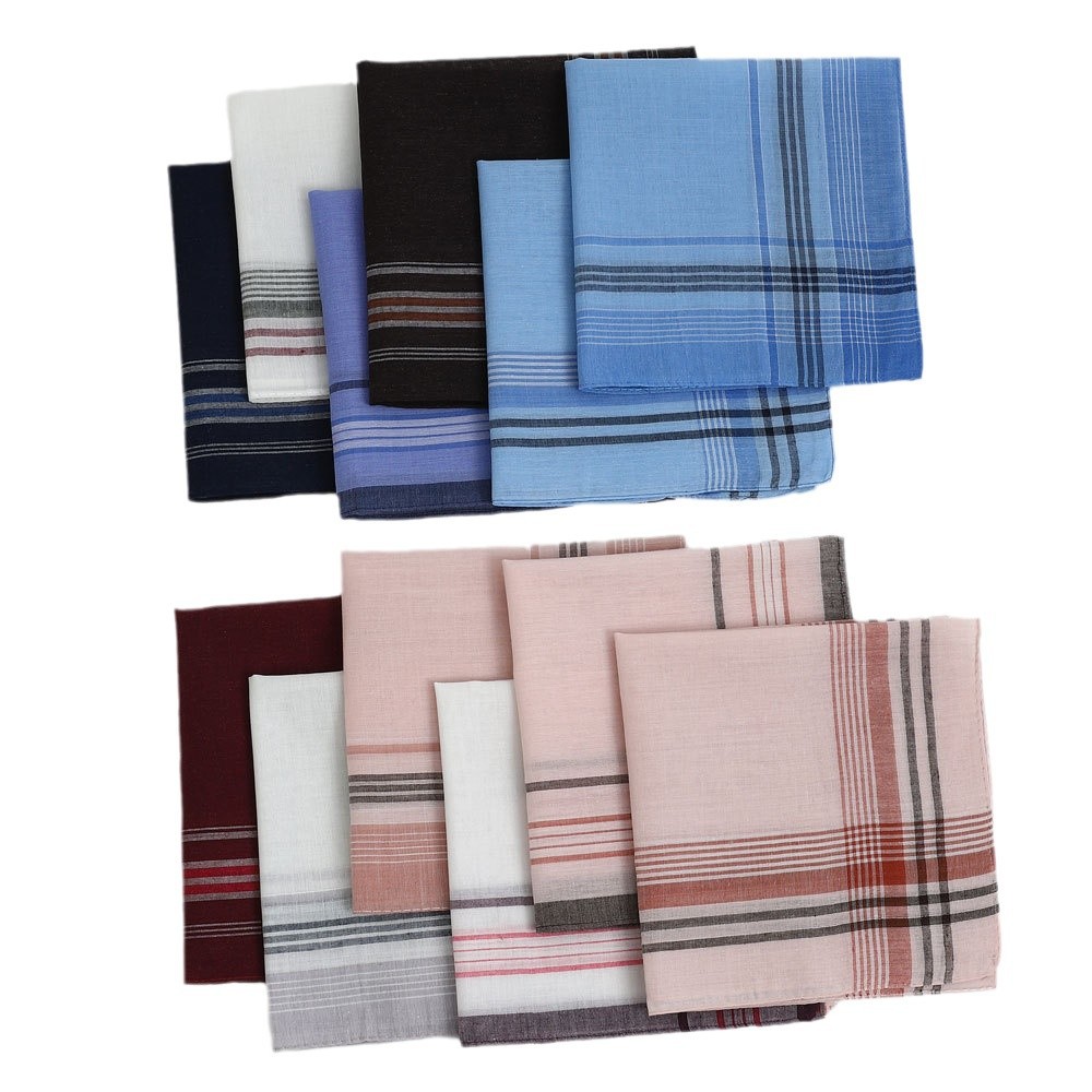 Classic Men's Polyester Sweat-Absorbing Plaid Handkerchief Vintage Thin Handkerchief Elder Elderly Women's Sweat Wipe