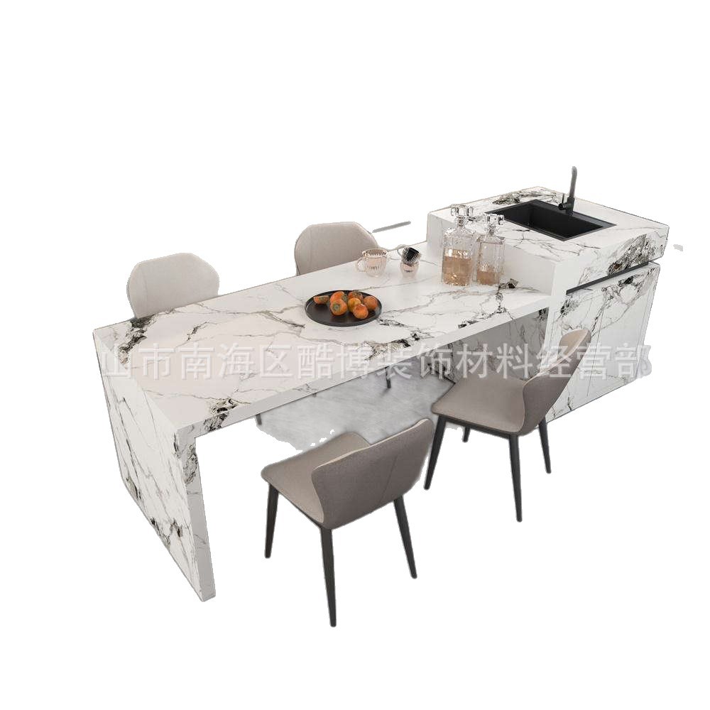 Slate Island Table, Dining Table and Chair Set, Bar Counter Combination, Modern Light Luxury Island-Style Hotel Booth, Coffee Table, Display Cabinet