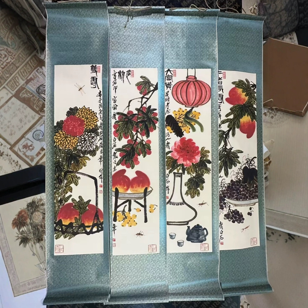 Manufacturer Wholesale Landscape Painting of Four Beauties by Song Yiyi, Hanging Calligraphy and Painting, Central Hall Painting, Hanging Painting, Four-Panel Screen Decoration