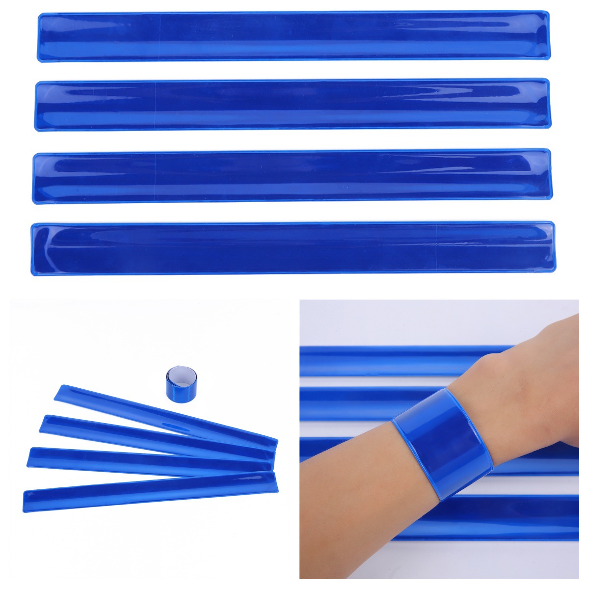 Reflective snap ring 30cm large size night riding safety tunic with color customizable logo warning bracelet