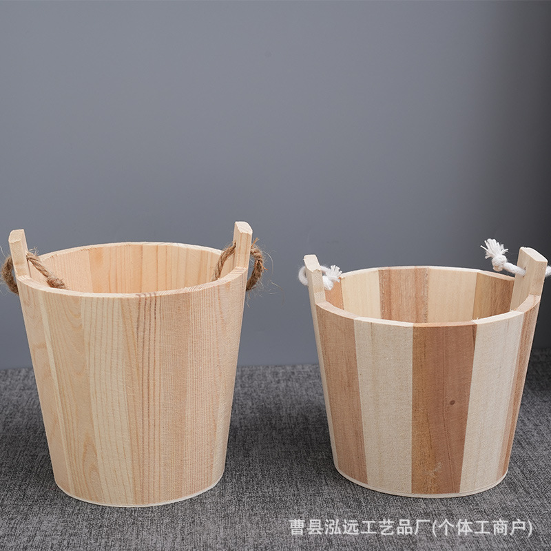 Маленькая деревянная бочка для хранения в ванной, деревянная бочка, игрушечная песочная бочка, сауны, бочка из сосны, двусторонний цветочный горшок