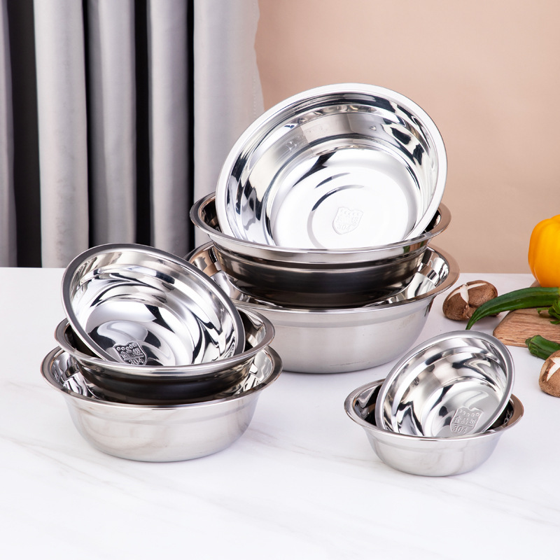 Non-Magnetic Stainless Steel Basin Soup Basin Household Round Soup Basin Small Bowl Soup Bowl Vegetable Basin Rice Bowl Canteen Seasoning Basin Wholesale