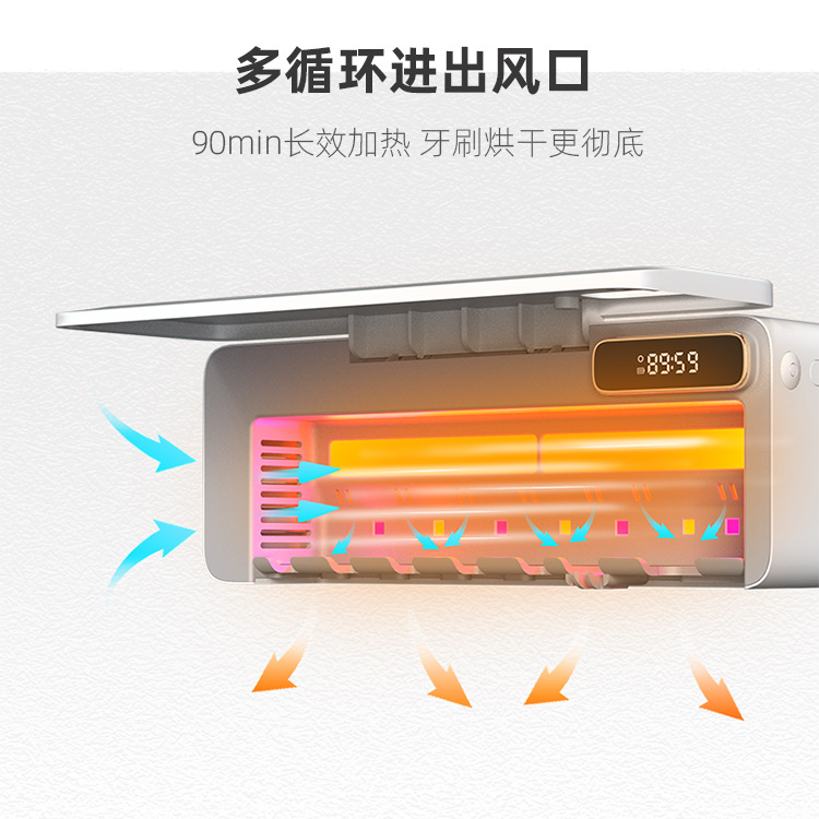 Toothbrush sterilizer UV disinfection box sterilization automatic drying electric bathroom rack wall hanging punch-free
