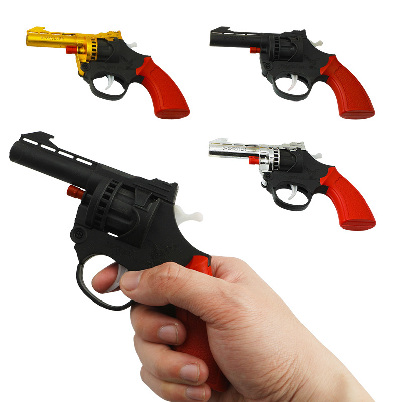 Electroplated Gold and Silver Cannon Gun Sound Paper Cannon Gun Revolver Model 80 Nostalgic Childhood Toy Artillery Gun