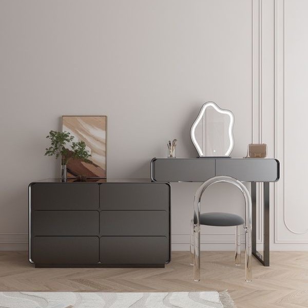 New Room Cream Ins Style Solid Wood Slate Dressing Table Modern Simple Bedside Storage Cabinet Drawer Cabinet Two-In-One