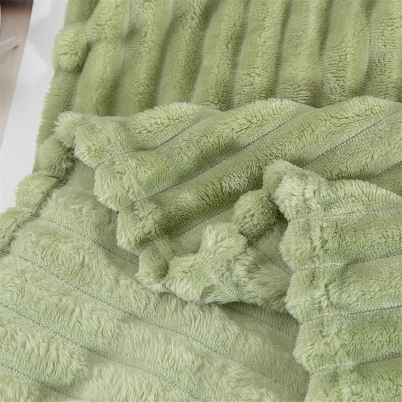 Cross-border in stock 3CM rabbit fur wide flannel blanket coral fleece blanket air conditioning nap blanket