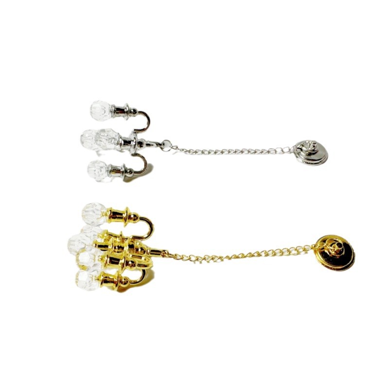 Миниатюрная золотая и серебряная люстра 1:12 для кукольного домика