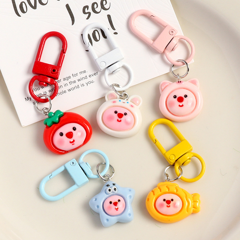 Cartoon Cute Loopy Ruby Beaver Taiyaki Pendant Keychain Bag Pendant Couple Bestie Gift Wholesale