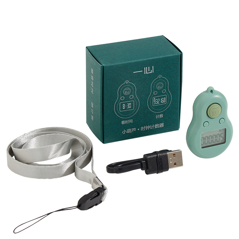 One heart new manual luminous reading counter hanging neck electronic digital display can see the time portable counting counter