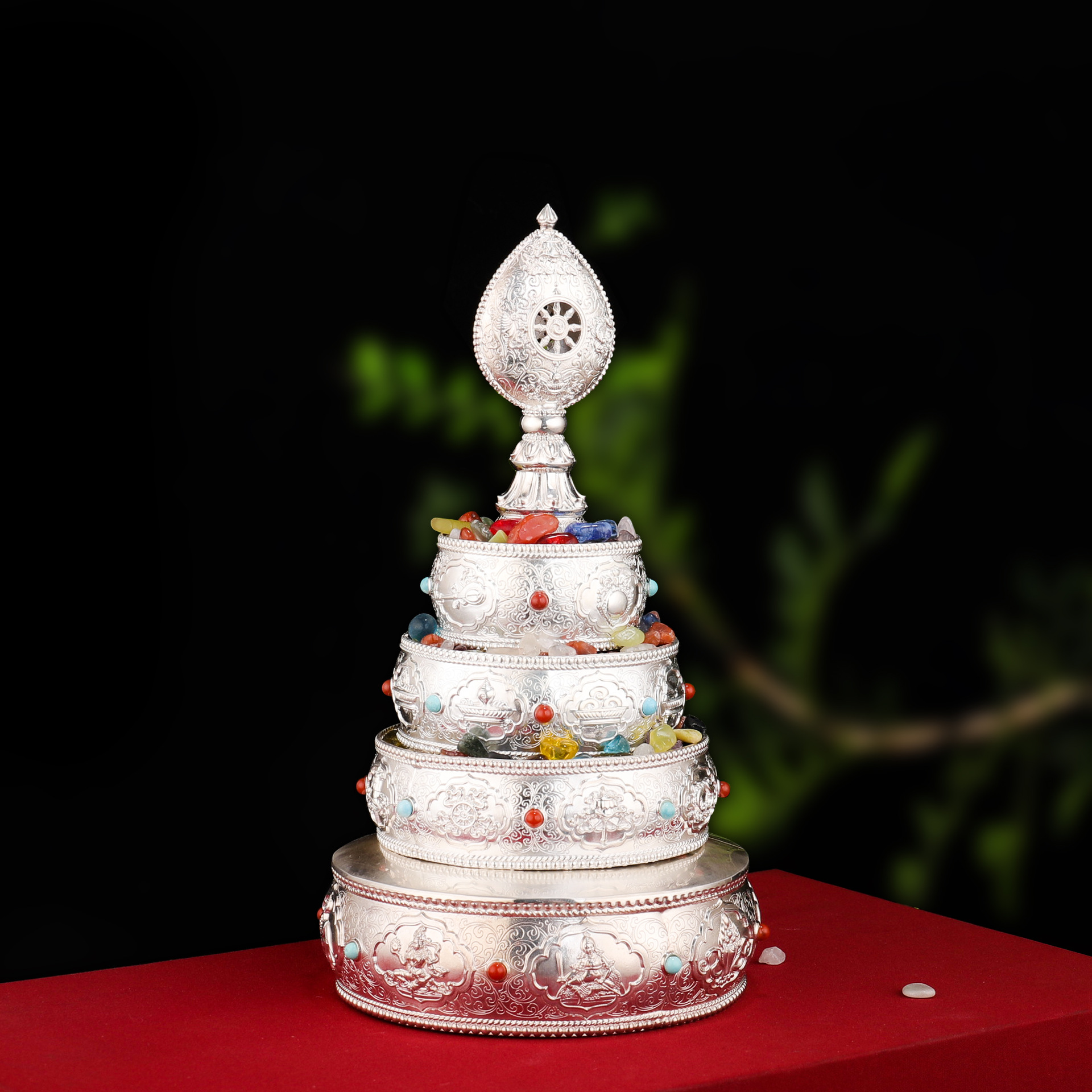 Foot Silver Manza Plate Imitation Nepal Eight Auspicious Manza for Repairer Manza Plate 37 Pile Mancha Luo Ornaments