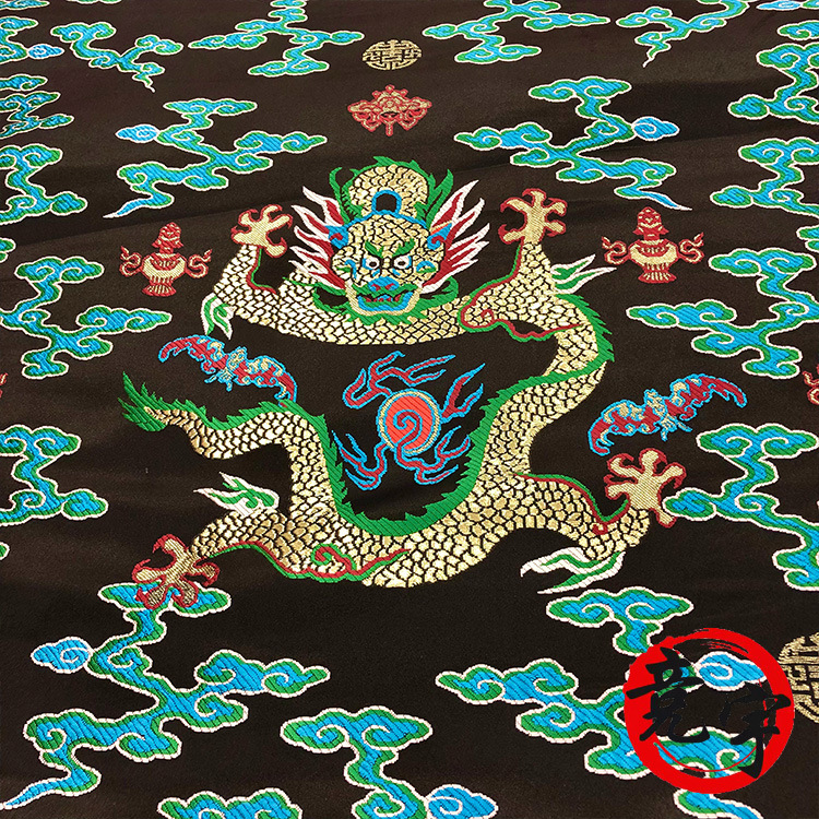 Brocade Satin Fabric 3.2m Positioning Flower Dragon Embroidered Cheongsam Tang Suit Jacquard Fabric Chinese Style