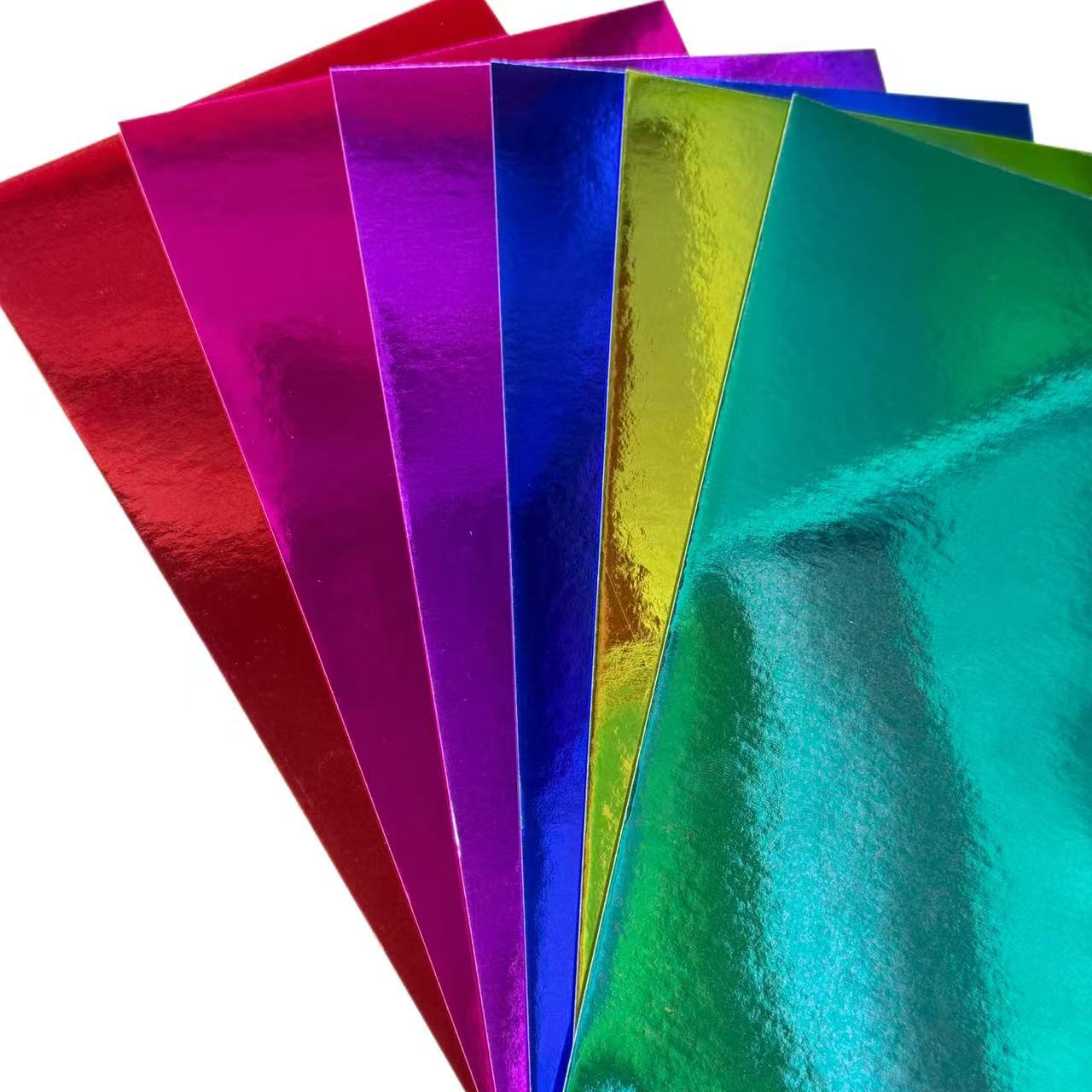 Zhejiang Manufacturer Has Multi-Colorful Gold and Silver Cardboard Polyester Hot Stamping Colorful Mirror Pet Cardstock Special Paper in Stock