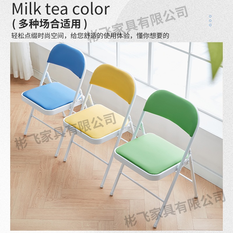 Cross-border Factory Folding Chair Outdoor Plastic Office White Folding Chair Home Backrest Portable Meeting Activity Chair