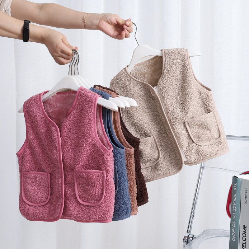 Spring, Autumn and Winter Kidsren's Cashmere Vests for Boys and Girls, Warm Vests for Babies, Category a Fleece-Lined Kidsren's Clothing