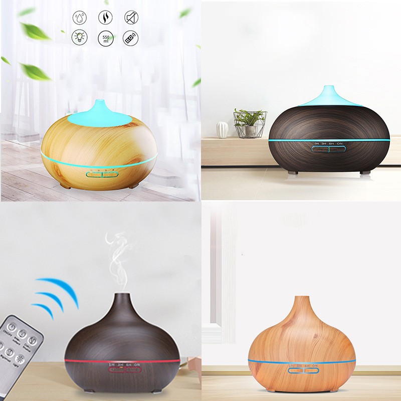 Pointed Mouth Onion Wood Grain Aromatherapy Machine Household Essential Oil Ultrasonic Colorful 550ml Humidifier Manufacturer