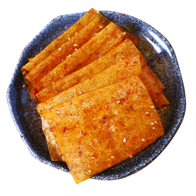 Hunan Spicy Tofu Skin Spicy Strips Childhood Classic Snacks Post-80S Nostalgic Snacks Wholesale Pingjiang Spicy Chips 68g Bag