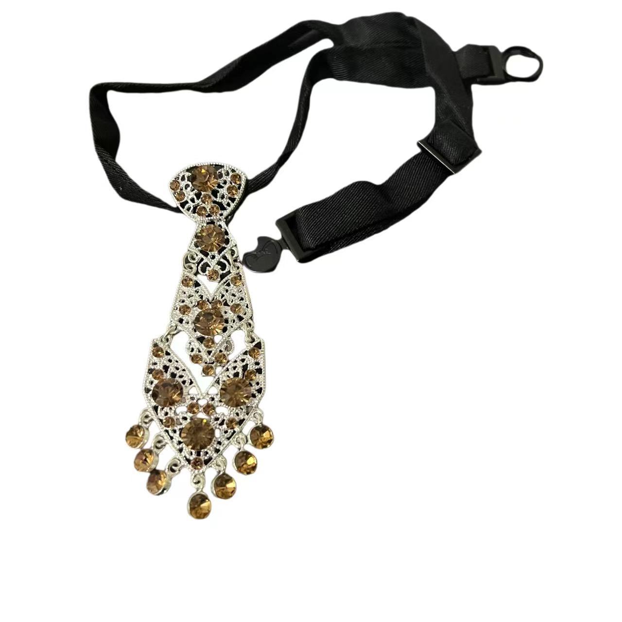 South Korea Fashion All-Match Cool Alloy Diamond Tie Bow Tie Men's and Women's Shiny Rhinestone Wedding Dress Suit Accessories