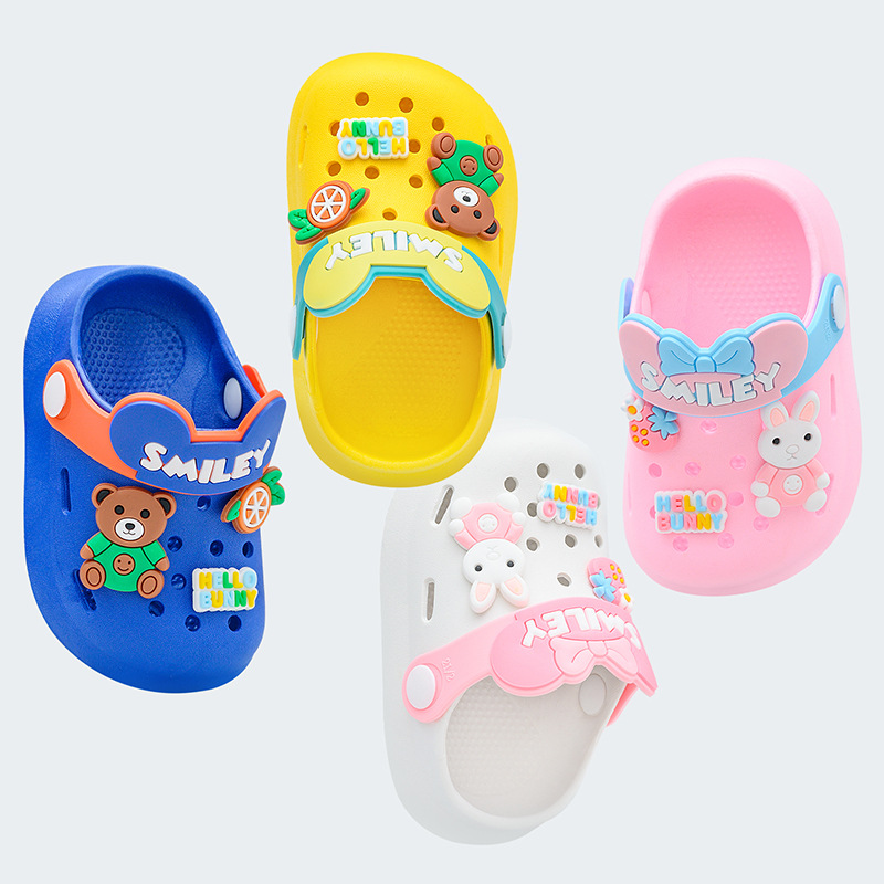 Children's Croc Shoes Summer Lightweight Indoor Soft Sole Anti-Slip Cartoon Little Boy Baotou Sandals for Small and Medium-Sized Children